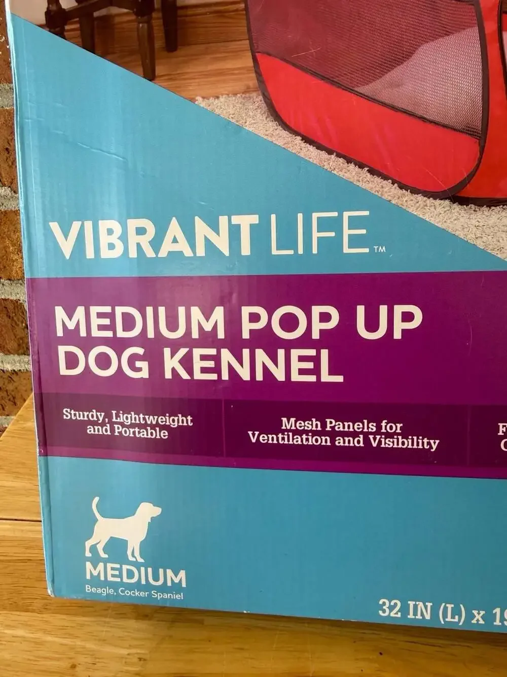 Vibrant Life Medium Pop Up Dog Kennel Medium Red